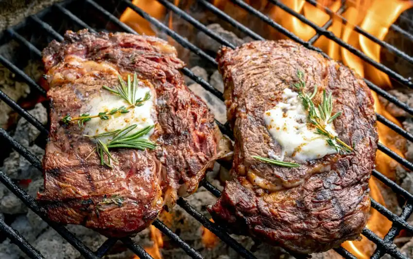 Grilled Rib Eye with Blue Cheese Butter