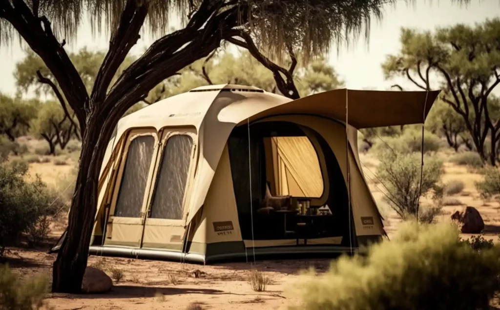 A hot weather camping tent