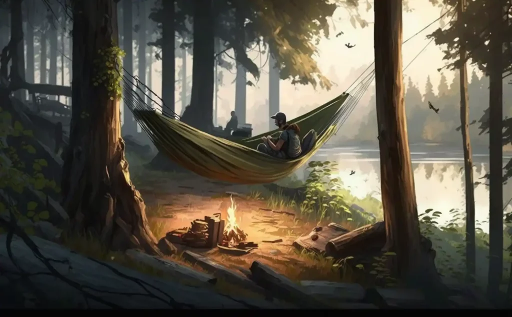 Camping with a hammock