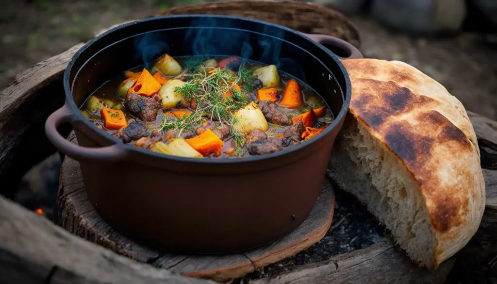 Campfire Stew on Dutch oven